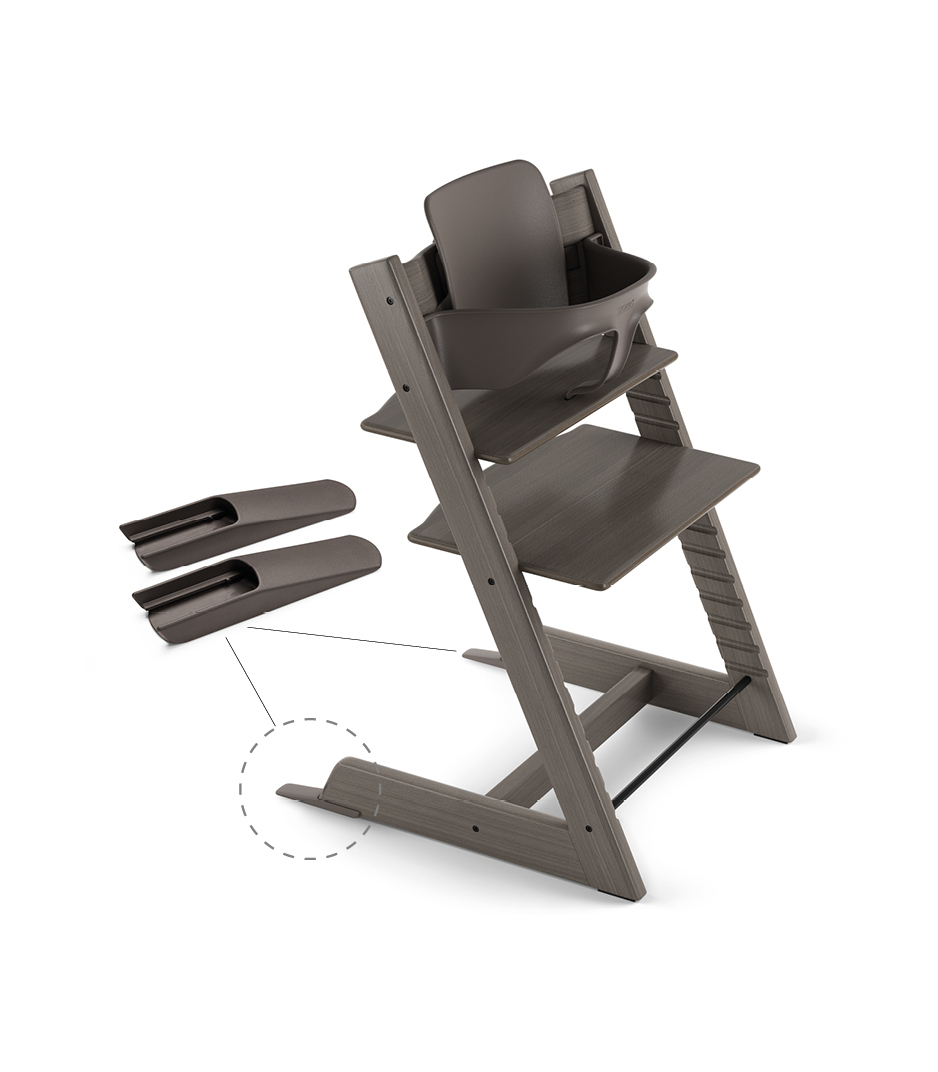 Tripp Trapp&reg; Chair Hazy Grey, Beech, with Baby Set.